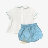 Boys Smocked Shirt & Bubble Shorts Set