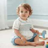 Boys Smocked Shirt & Bubble Shorts Set