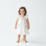 Girls Embroidered Dress Flowers & Lace Bohemian Wildflowers White