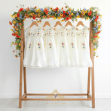Girls Embroidered Dress Flowers & Lace Bohemian Wildflowers White