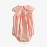 Girls Flower Petal Bib Collar Romper Bubble Peach