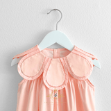 Girls Flower Petal Bib Collar Romper Bubble Peach