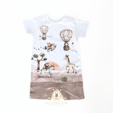 Children's One-Piece Sleep N' Play Romper Shorts Whimsical Safari Adventure