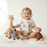 Children's One-Piece Sleep N' Play Romper Shorts Whimsical Safari Adventure