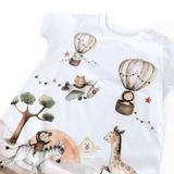 Children's One-Piece Sleep N' Play Romper Shorts Whimsical Safari Adventure