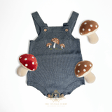 Baby & Toddler Embroidered Knit One-Piece Romper Bohemian Organic Mushrooms Grey