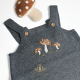 Baby & Toddler Embroidered Knit One-Piece Romper Bohemian Organic Mushrooms Grey