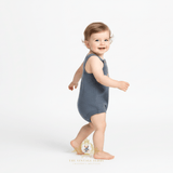 Baby & Toddler Embroidered Knit One-Piece Romper Bohemian Organic Mushrooms Grey