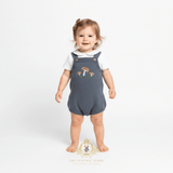 Baby & Toddler Embroidered Knit One-Piece Romper Bohemian Organic Mushrooms Grey