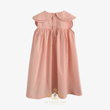 Girls Flower Petal Bib Collar Dress Peach