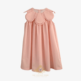 Girls Flower Petal Bib Collar Dress Peach