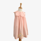 Girls Flower Petal Bib Collar Dress Peach