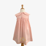 Girls Flower Petal Bib Collar Dress Peach