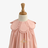 Girls Flower Petal Bib Collar Dress Peach