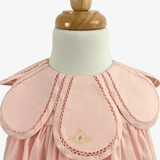 Girls Flower Petal Bib Collar Dress Peach