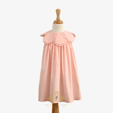 Girls Flower Petal Bib Collar Dress Peach