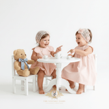 Girls Flower Petal Bib Collar Dress Peach