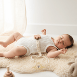 Crochet Macramé Baby Pacifier Clip-On Holder Wooden Elephant Natural