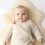 Crochet Macramé Baby Pacifier Clip-On Holder Wooden Heart-Shaped Natural
