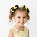 Girls 3" Inch Hair Bows Grosgrain Ribbon Bumble Bee Charm Black & Yellow Set of 2
