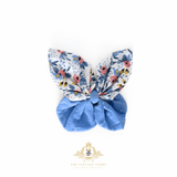 Girls Butterfly Hair Bow Floral & Solid Fabric Blue & Pink 4" Inch