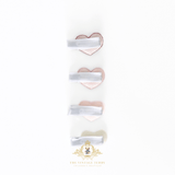 Girls Hair Clips Fabric Plush Hearts Red Pink White Set of 4 Small