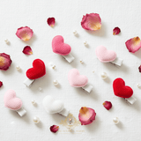 Girls Hair Clips Fabric Plush Hearts Red Pink White Set of 4 Small