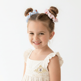Girls Hair Scrunchies Gingham &amp; Strawberries Blue &amp; Pink Set of 2 OS