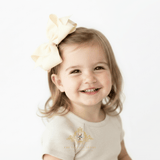 Girls Grosgrain Ribbon Clip-On Hair Bows Pastels 6" Large