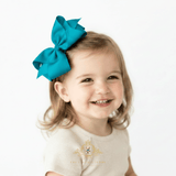 Girls Grosgrain Ribbon Clip-On Hair Bows Vibrant 6" Large