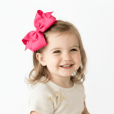 Girls Grosgrain Ribbon Clip-On Hair Bows Vibrant 6" Large