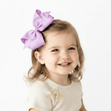 Girls Grosgrain Ribbon Clip-On Hair Bows Pastels 6" Large