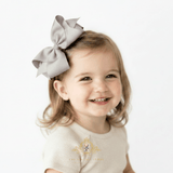 Girls Grosgrain Ribbon Clip-On Hair Bows Pastels 6" Large