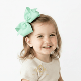 Girls Grosgrain Ribbon Clip-On Hair Bows Pastels 6" Large