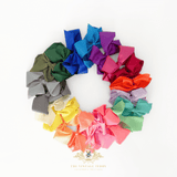 Girls Grosgrain Ribbon Clip-On Hair Bows Vibrant 6" Large