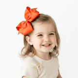 Girls Grosgrain Ribbon Clip-On Hair Bows Vibrant 6" Large