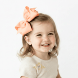 Girls Grosgrain Ribbon Clip-On Hair Bows Pastels 6" Large