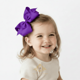Girls Grosgrain Ribbon Clip-On Hair Bows Vibrant 6" Large