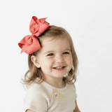 Girls Grosgrain Ribbon Clip-On Hair Bows Pastels 6" Large