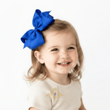 Girls Grosgrain Ribbon Clip-On Hair Bows Vibrant 6" Large