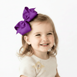 Girls Grosgrain Ribbon Clip-On Hair Bows Vibrant 6" Large