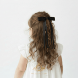 Girls Satin Ribbon Clip-On Long Hair Bows Multicolors