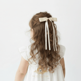Girls Satin Ribbon Clip-On Long Hair Bows Multicolors