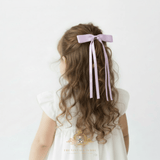 Girls Satin Ribbon Clip-On Long Hair Bows Multicolors