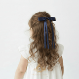 Girls Satin Ribbon Clip-On Long Hair Bows Multicolors