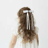 Girls Satin Ribbon Clip-On Long Hair Bows Multicolors