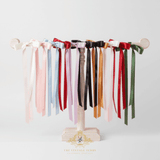 Girls Satin Ribbon Clip-On Long Hair Bows Multicolors