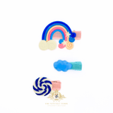 Blue rainbow and lollipop hair clips for girls – children's hair accessories from The Vintage Teddy boutique
