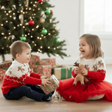 Kids Christmas Sweaters Unisex Knit Reindeers Red