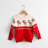 Kids Christmas Sweaters Unisex Knit Reindeers Red